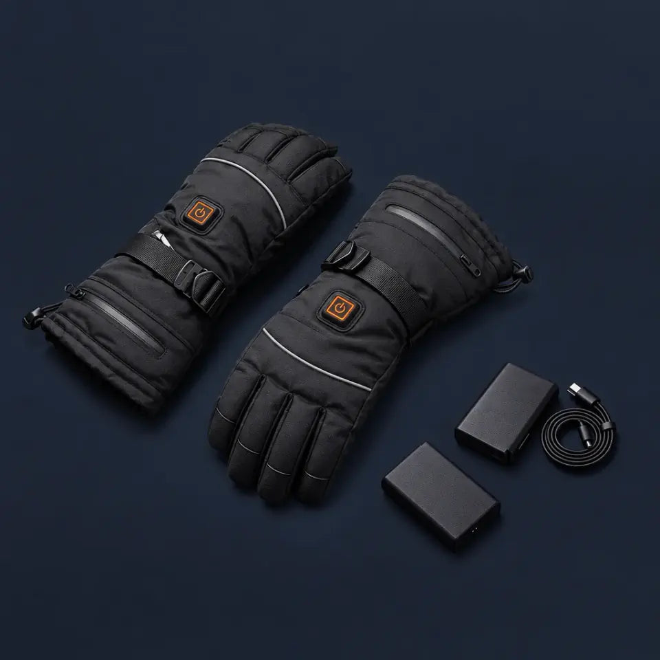 Everything in the box: a pair of heated gloves, two 4000mAh batteries and a USB-C cable