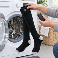 Heated sock with the battery removed, ready for the washing machine