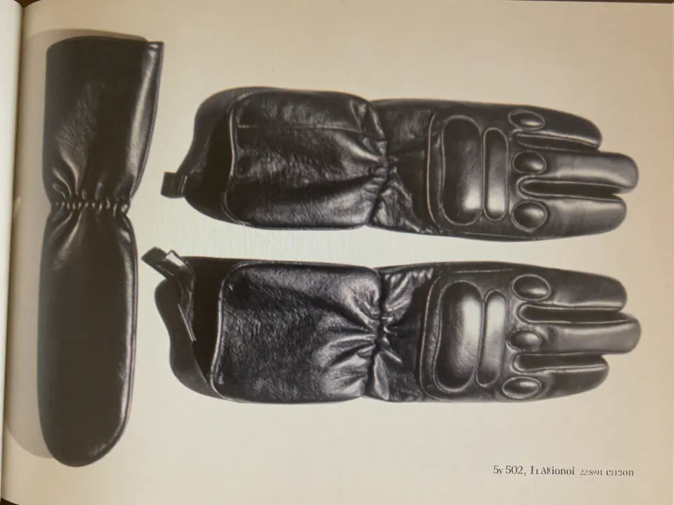 Bulky leather winter motorcycle gloves with a gauntlet cuff